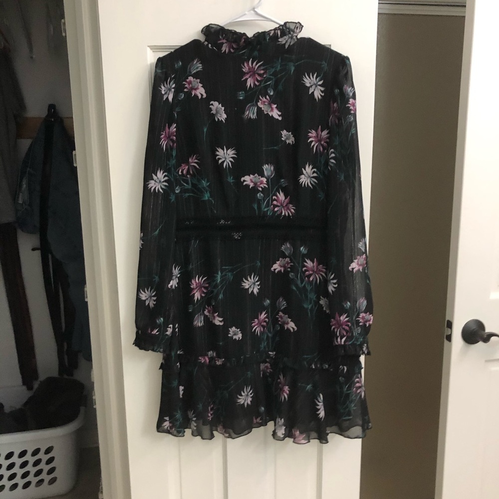 floral dress tiny see thru band at waist.  Sz 10